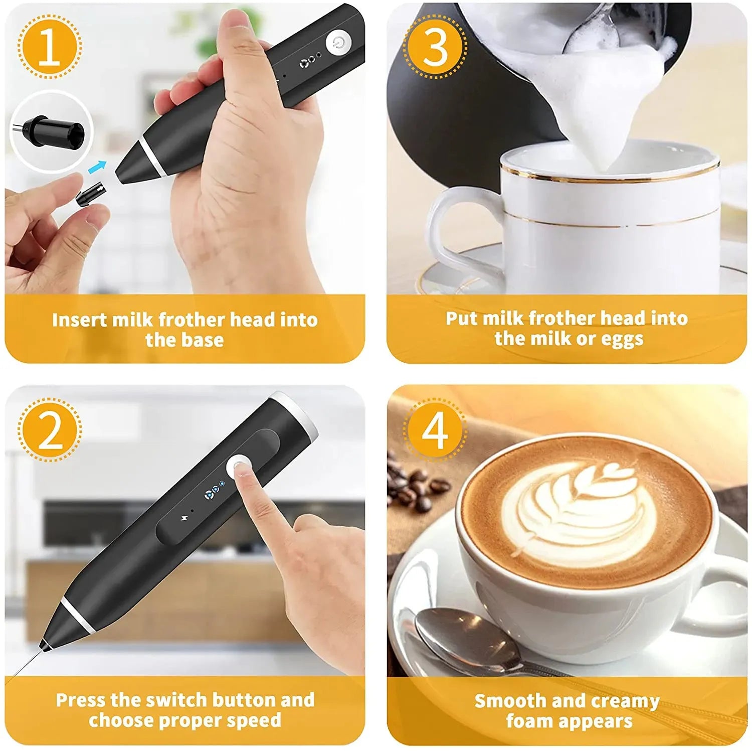 Electric Coffee Beater & Milk Frother 2 in 1